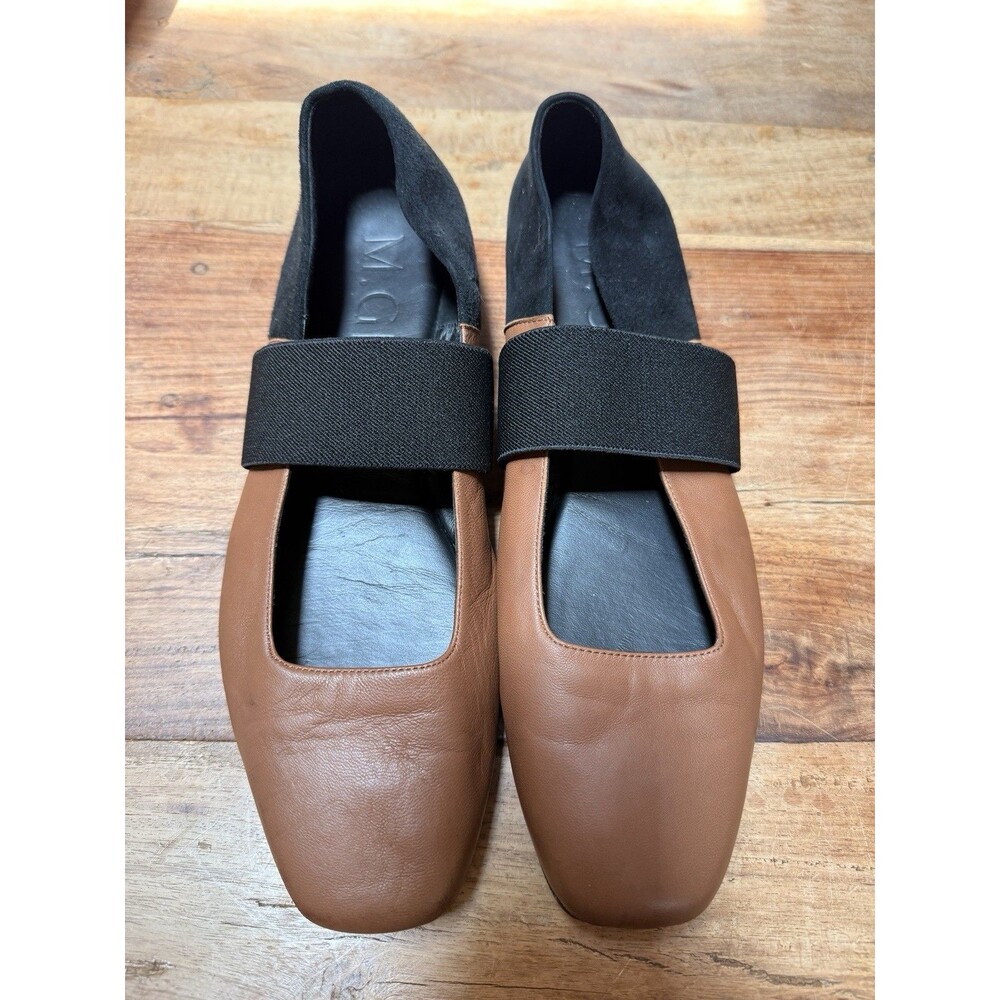 M.Gemi Italian Leather Ballare Ballet Flats Women Sz 40.5 US 9.5 Black Brown - Picture 3 of 10